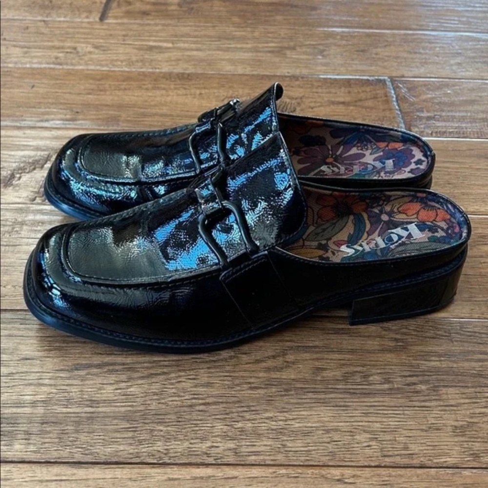 Korks Kork Ease Laporte Bit Loafer Mules Black Patent Faux Leather Size 9 - Picture 6 of 10
